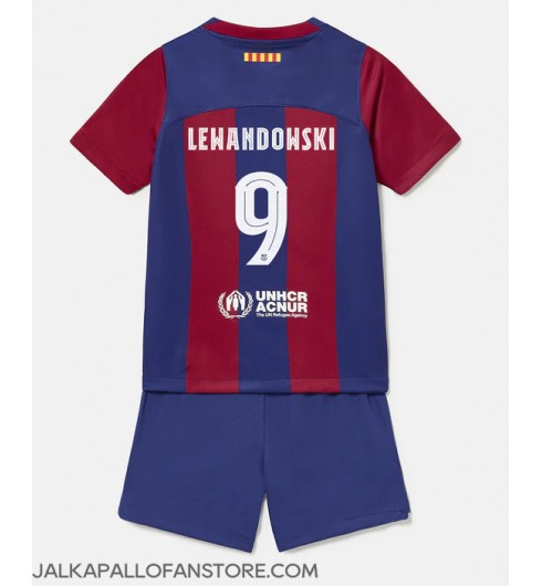 Barcelona Robert Lewandowski #9 Kotipaita Lasten 2023-24 Lyhythihainen (+ shortsit)